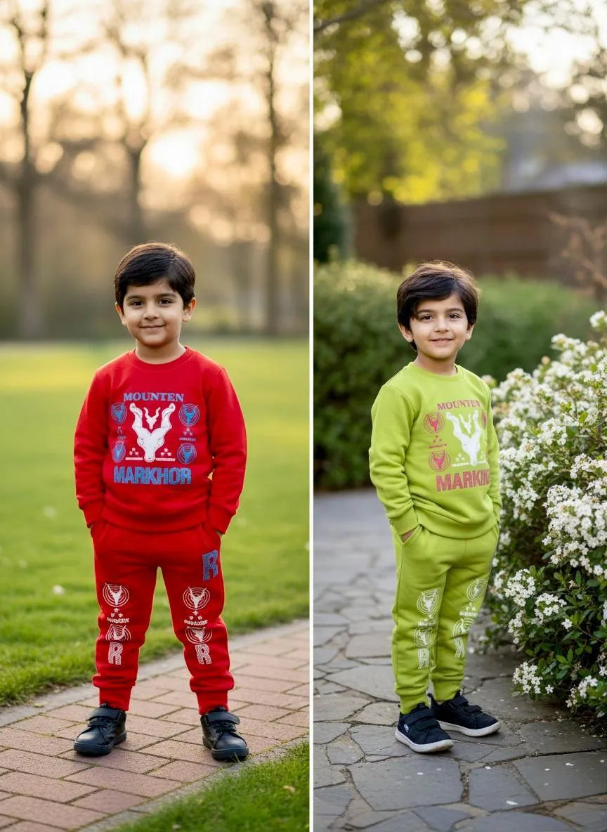 Kids King Printed Fleece Tracksuit Set 2Pcs
