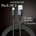 Android Charging Cable Pack of 2 Black Braided
