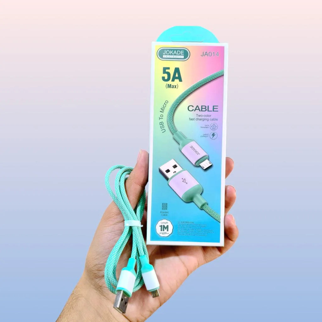 5A Fast Charging Cable Green Braided for Phones Tablets