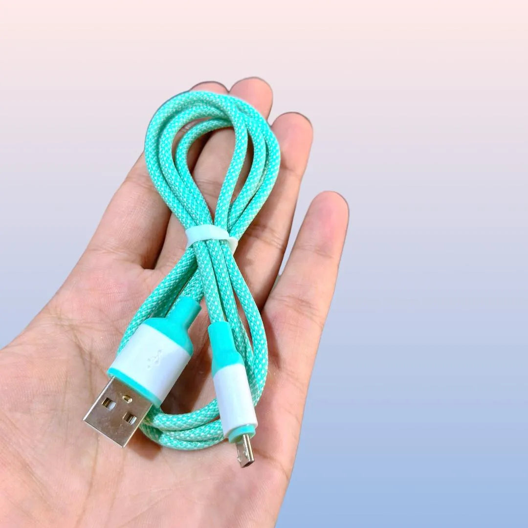 5A Fast Charging Cable Green Braided for Phones Tablets