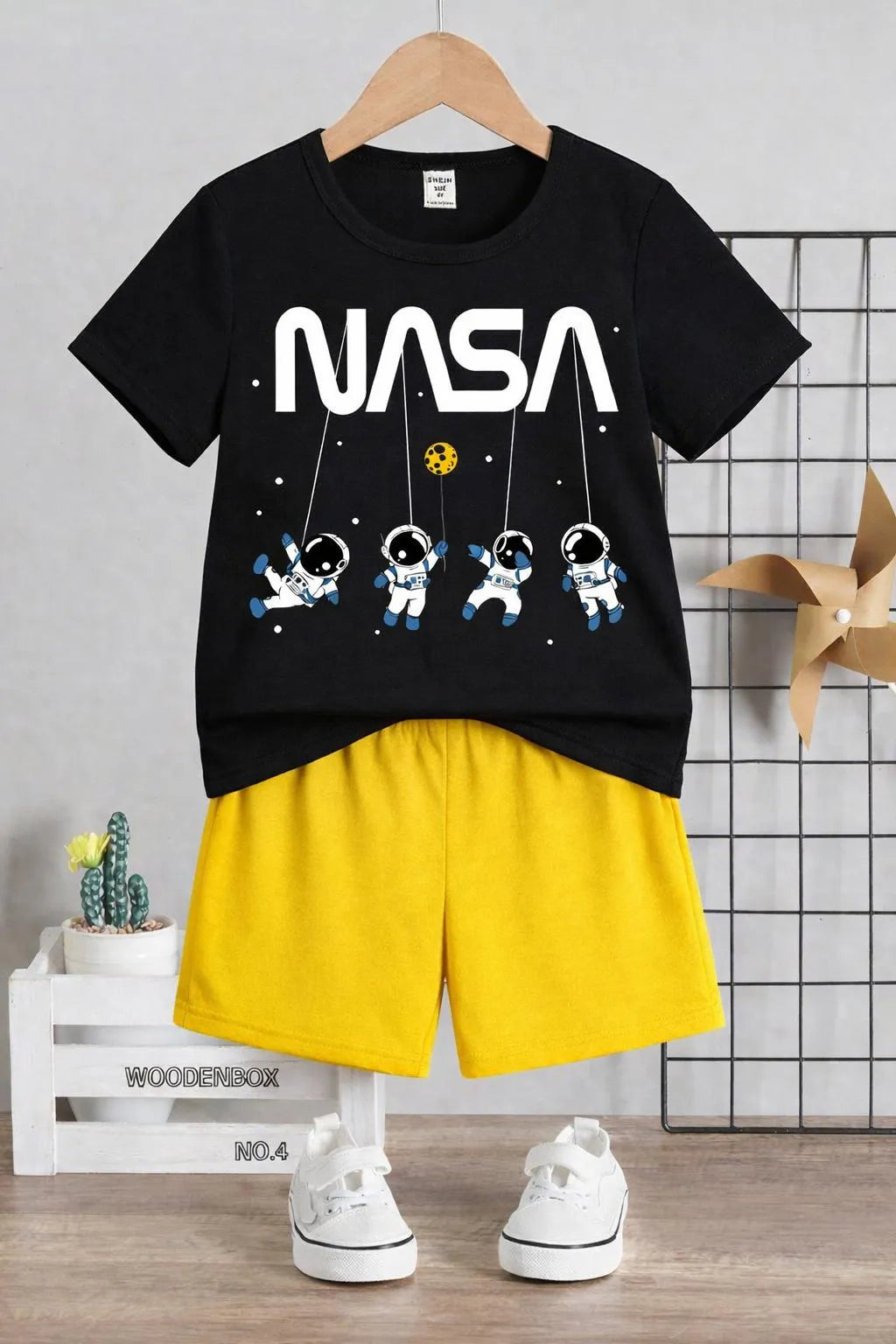 Kids NASA Space Tracksuit Black Yellow 1-12Y