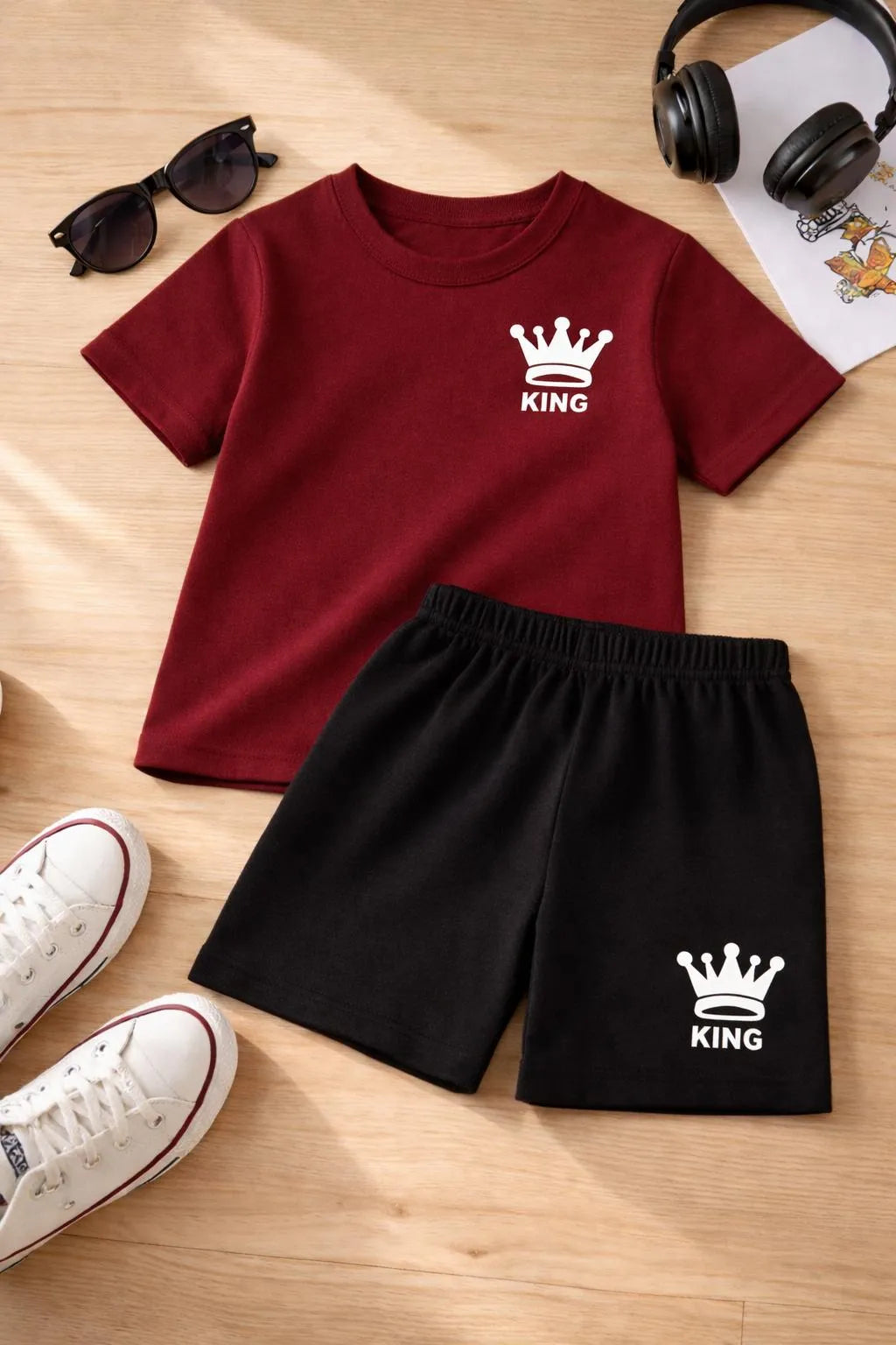 Royal King Crown Tracksuit Maroon Black 1-12Yrs