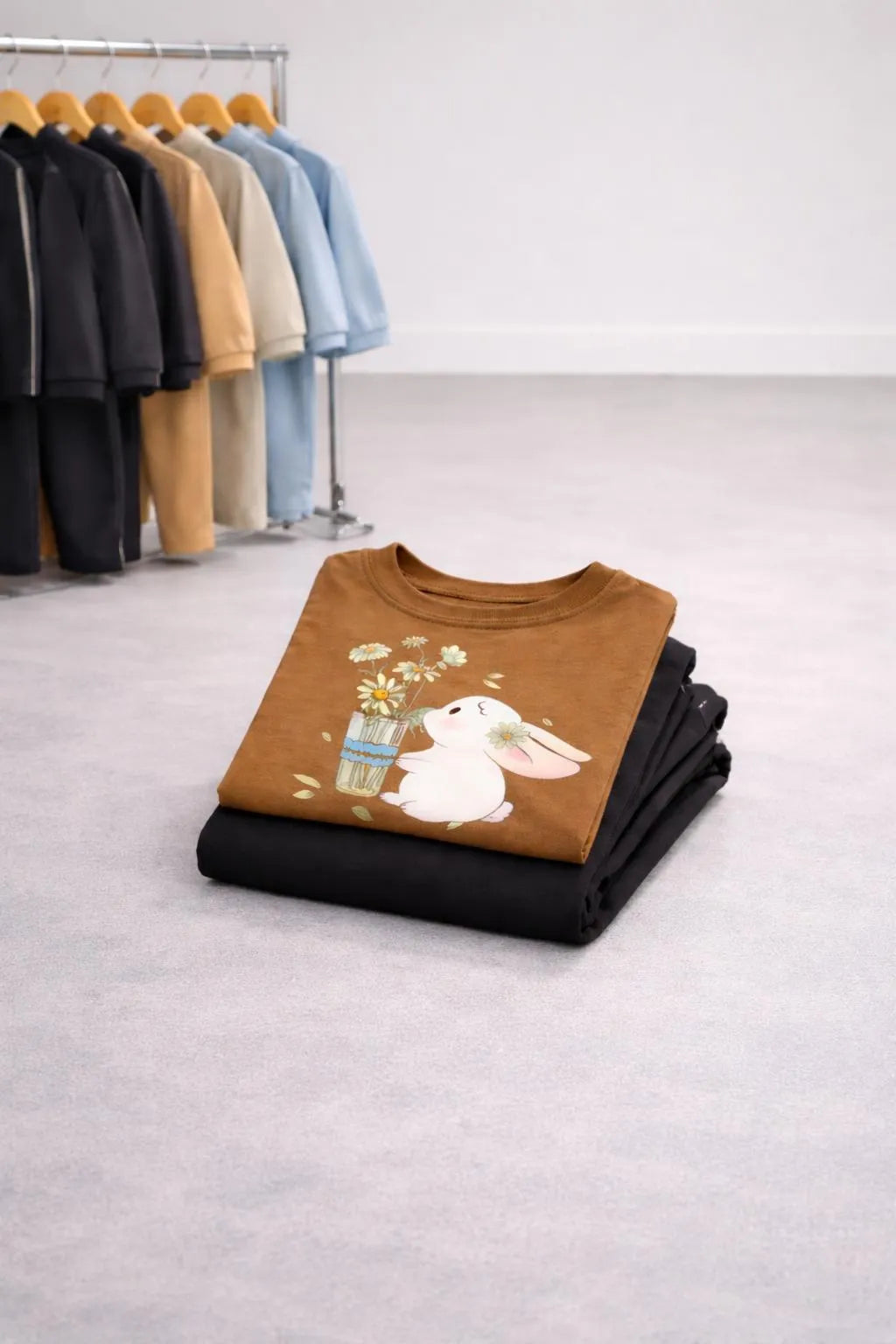 Girls Brown Printed Cotton T-Shirt & Trouser Set 1-10 Years