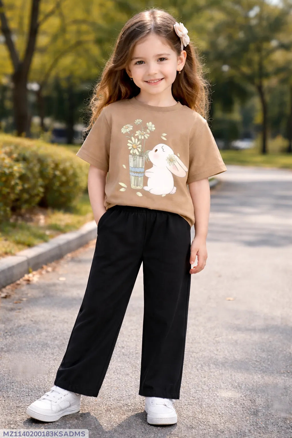 Girls Printed Brown T-Shirt & Trouser Set 1-12Yrs