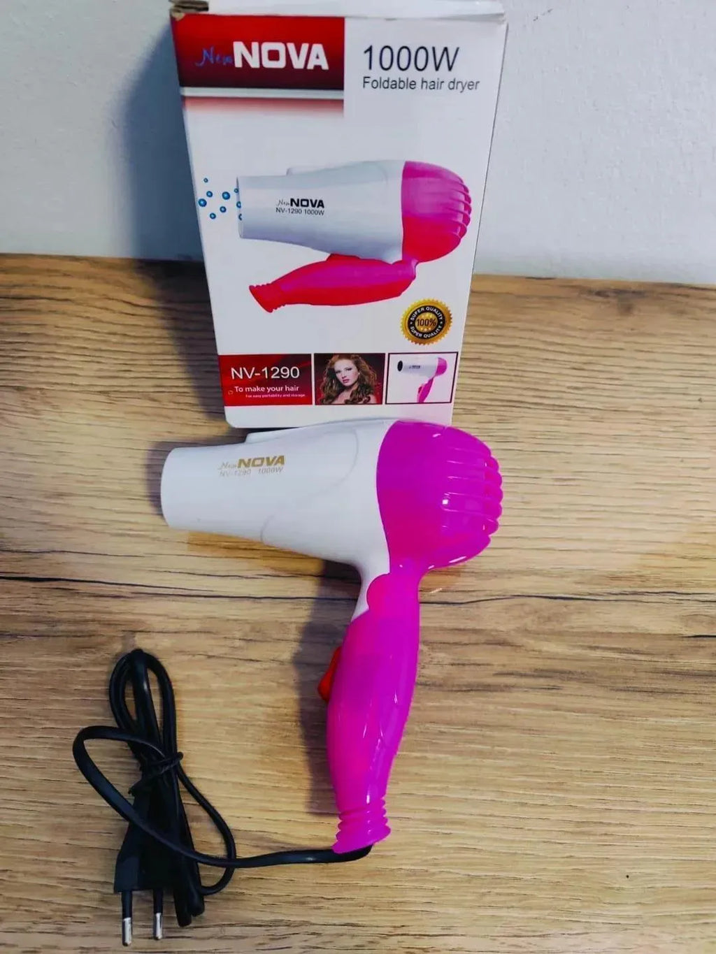 Nova 1000W Foldable Hair Dryer Pink White