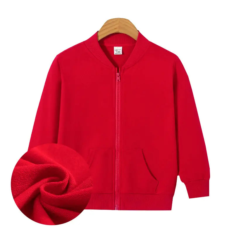 Red Full-Zip Kids Hoodie Jacket for Boys Girls