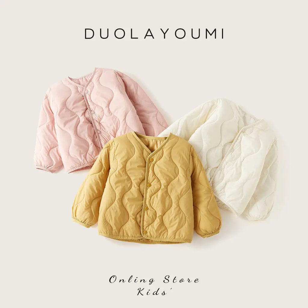 Kids Winter Quilted Jacket Pink Yellow White