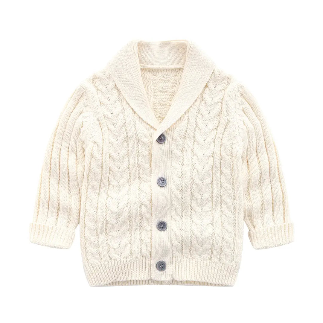 Kids Cable Knit Cardigan Blue & Cream 1-3Yr