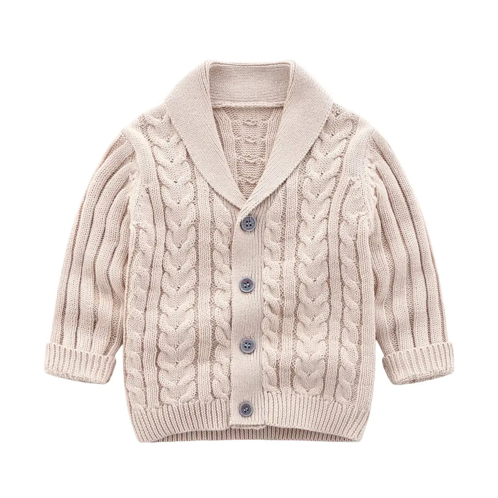 Kids Cable Knit Cardigan Blue & Cream 1-3Yr