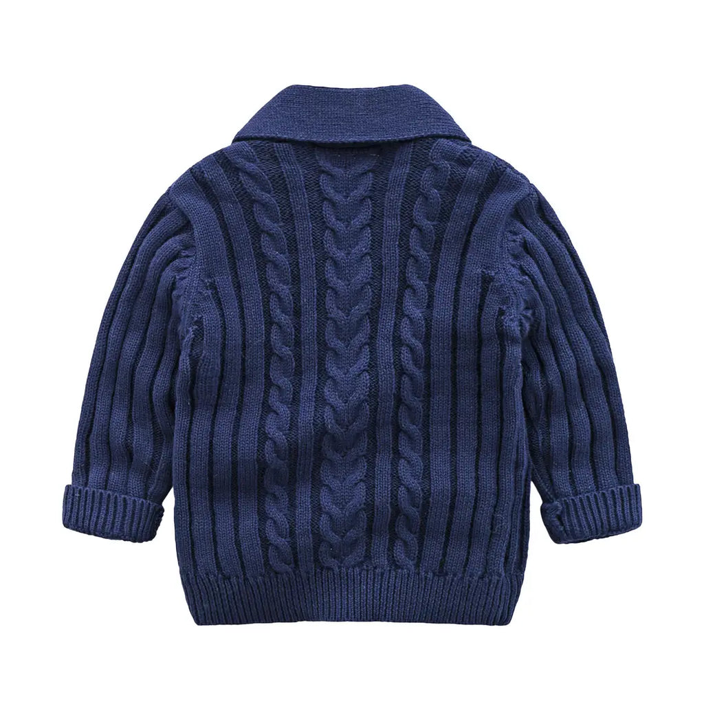 Kids Cable Knit Cardigan Blue & Cream 1-3Yr