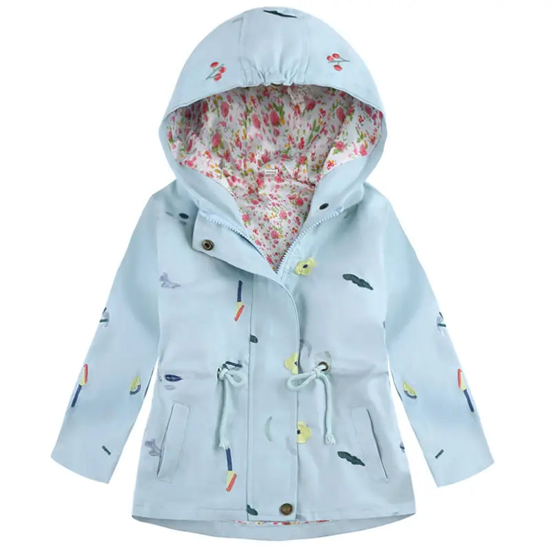 Pink Hooded Windbreaker for Girls Spring Wear