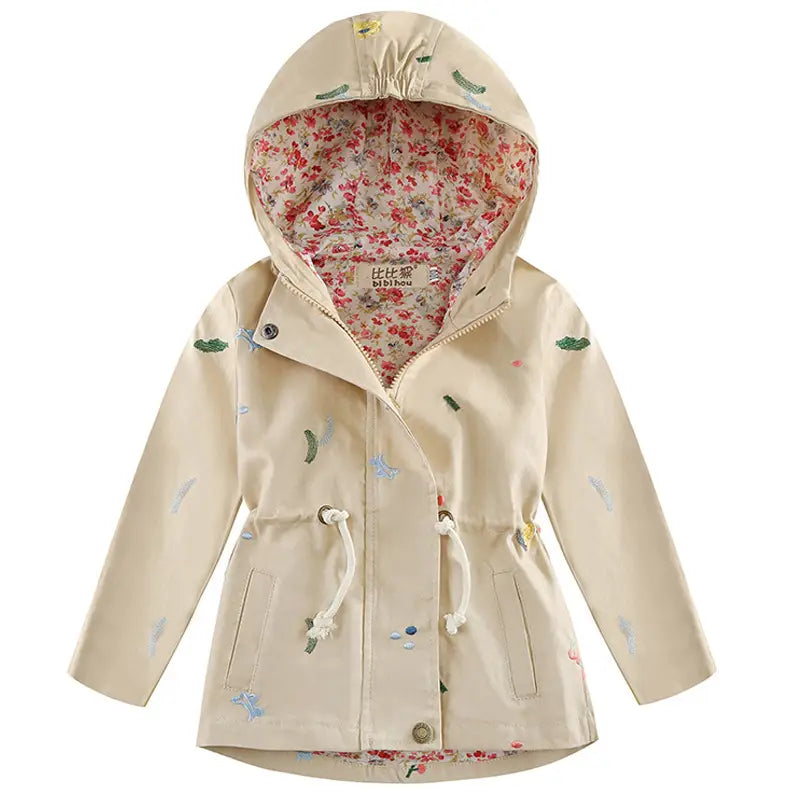 Pink Hooded Windbreaker for Girls Spring Wear