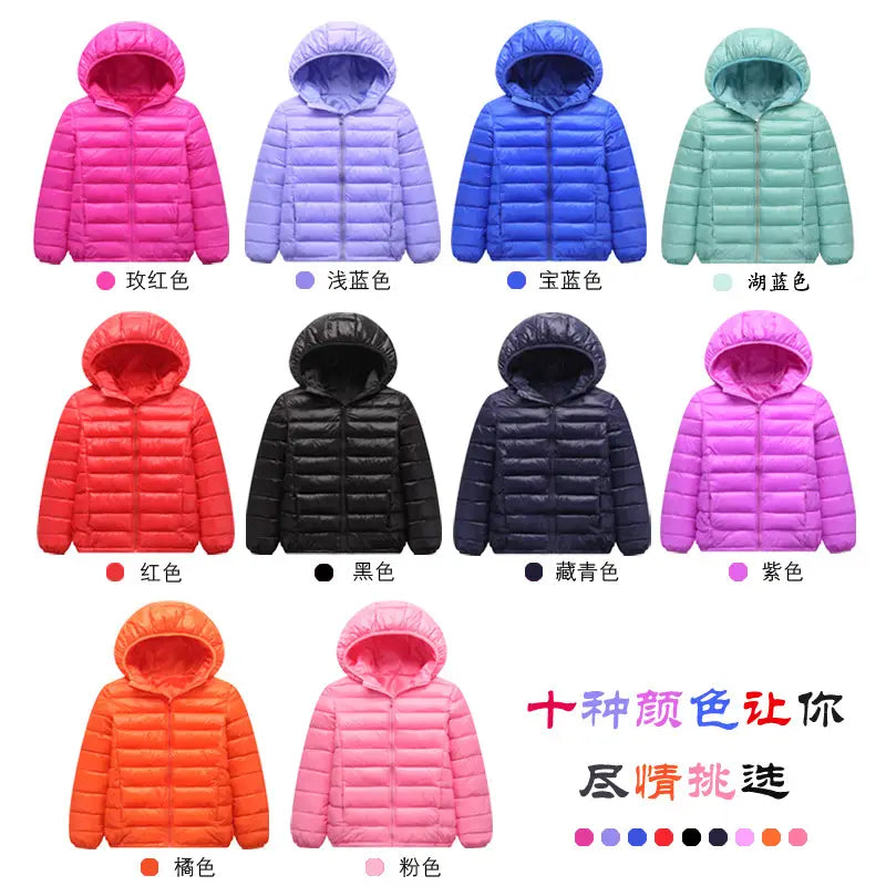 Light Down Cotton Puffer Jacket for Boys Girls 10 Colors