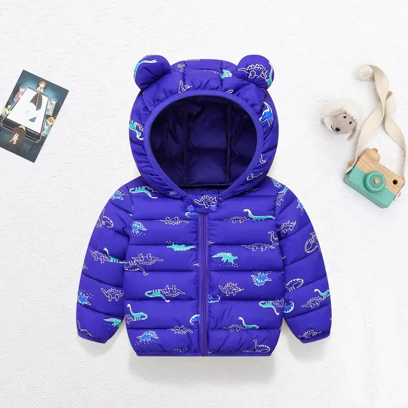 Cartoon Hooded Winter Jackets for Kids in Multiple Colors