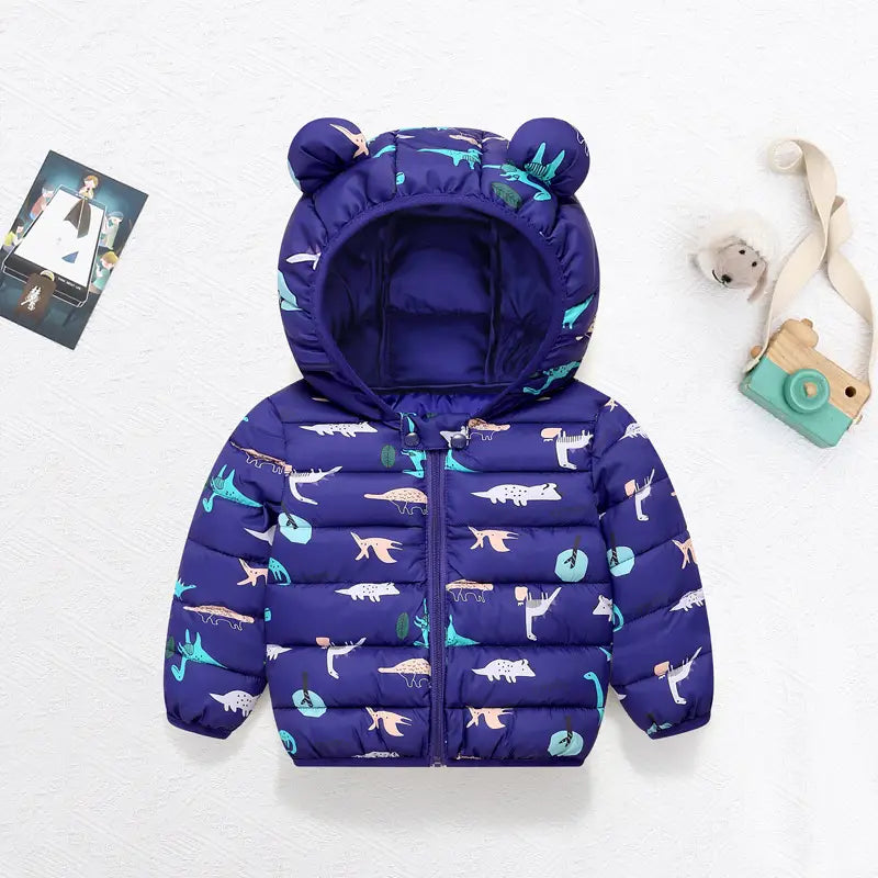 Cartoon Hooded Winter Jackets for Kids in Multiple Colors