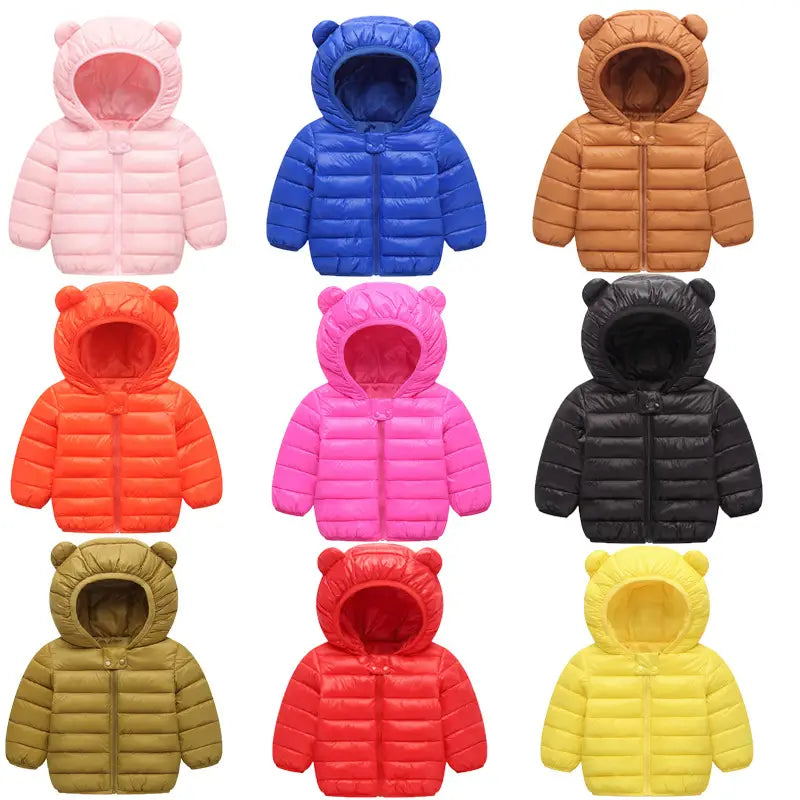 Children Bear Ears Puffer Coat 9 Colors Winter Warm