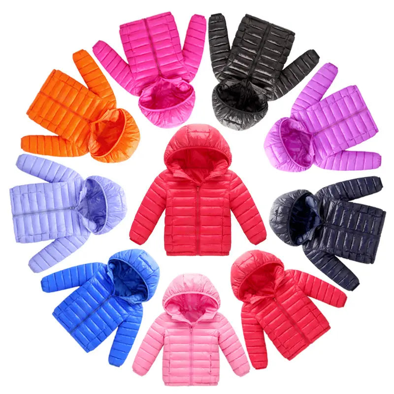 Lightweight Hooded Puffer Jacket for Kids 10 Colors