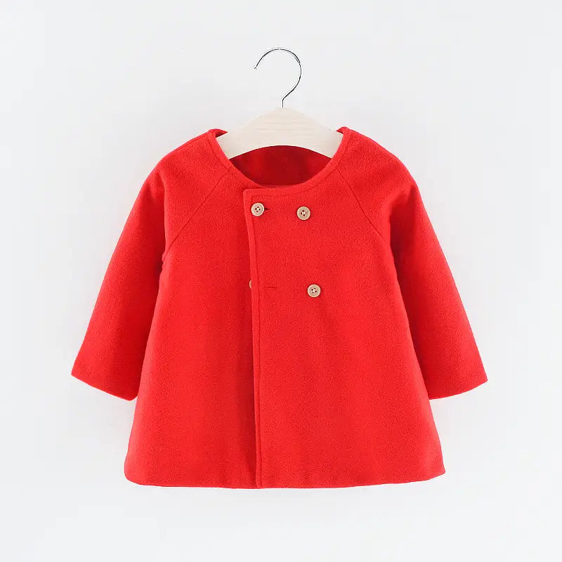 Kids Warm Capes Coat Red Black Woolen Winter Autumn