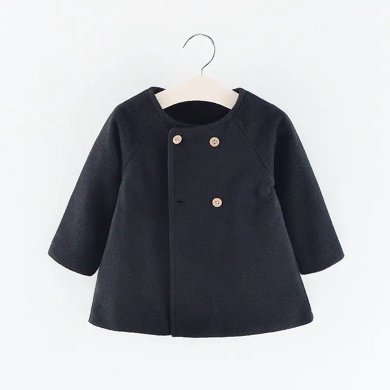 Kids Warm Capes Coat Red Black Woolen Winter Autumn