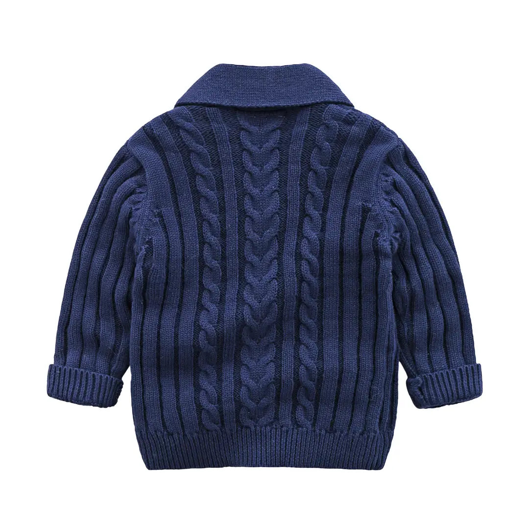 Baby Cable Knit Cardigan Navy Beige Cream