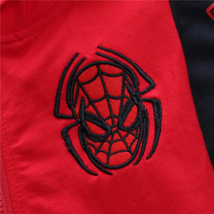 Spider Hoodies for Kids Red Navy Cotton Zipper