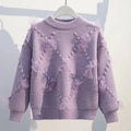 Girls Light Purple Bow Knitted Sweater Autumn Winter