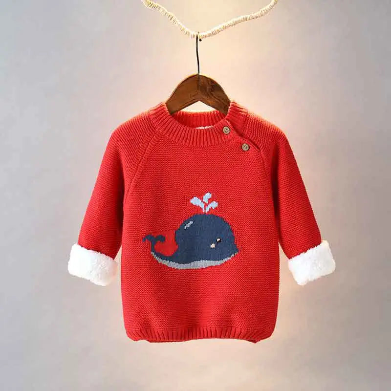 Baby Boys Thick Knit Sweaters with Whale Design