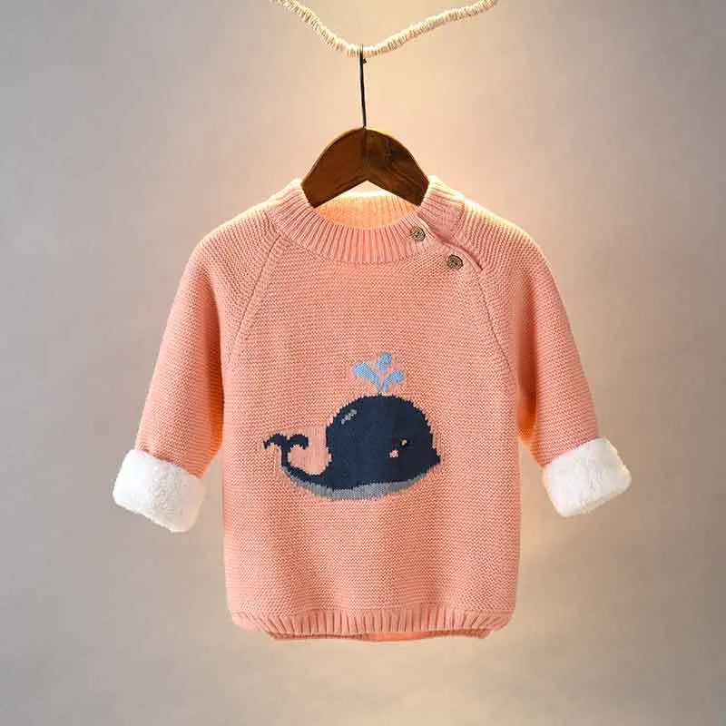 Baby Boys Thick Knit Sweaters with Whale Design