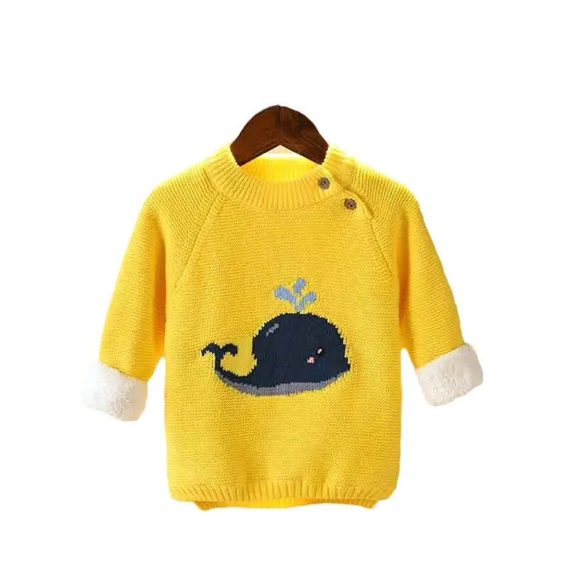Baby Boys Thick Knit Sweaters with Whale Design