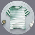 Children's Green Striped Cotton T-Shirt Summer