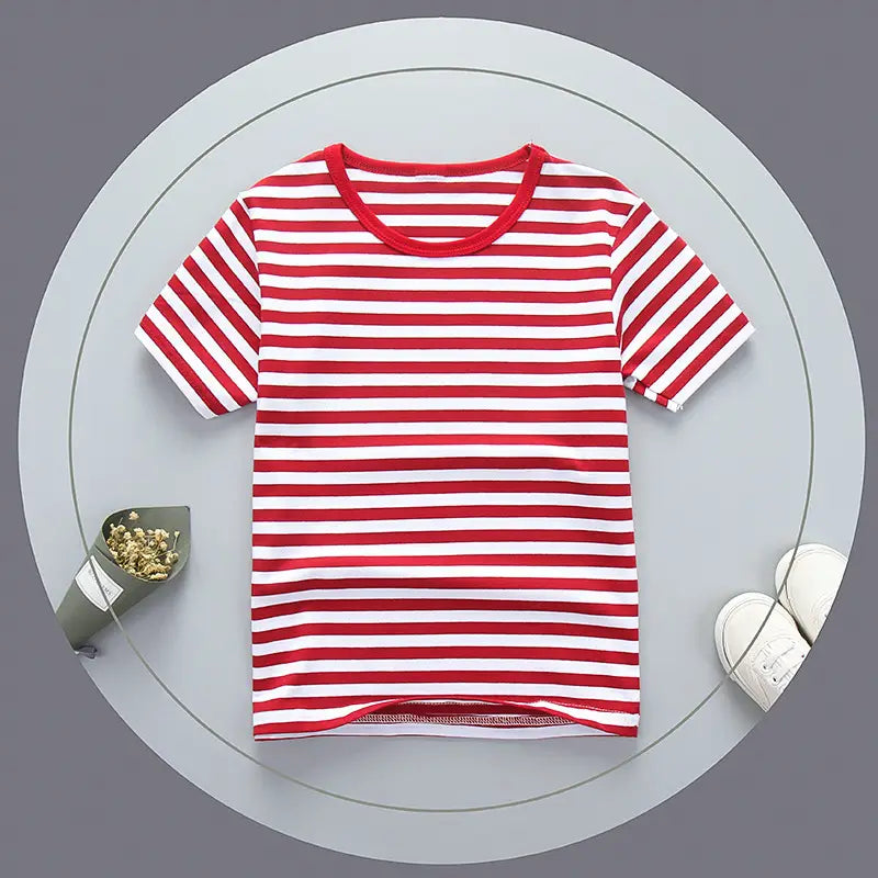 Children's Green Striped Cotton T-Shirt Summer