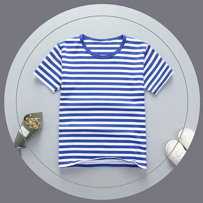 Children's Green Striped Cotton T-Shirt Summer