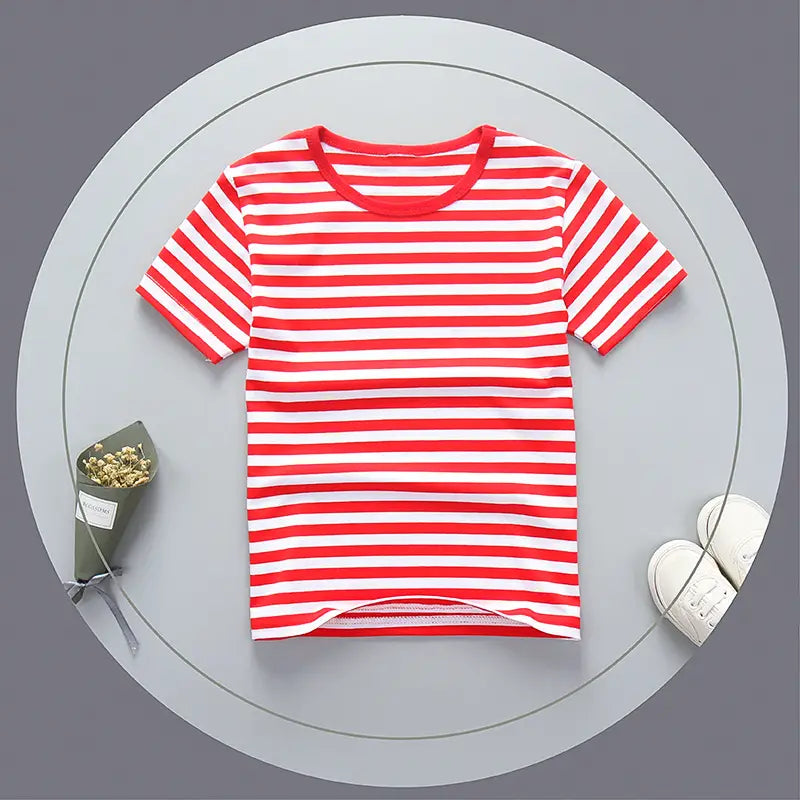Children's Green Striped Cotton T-Shirt Summer