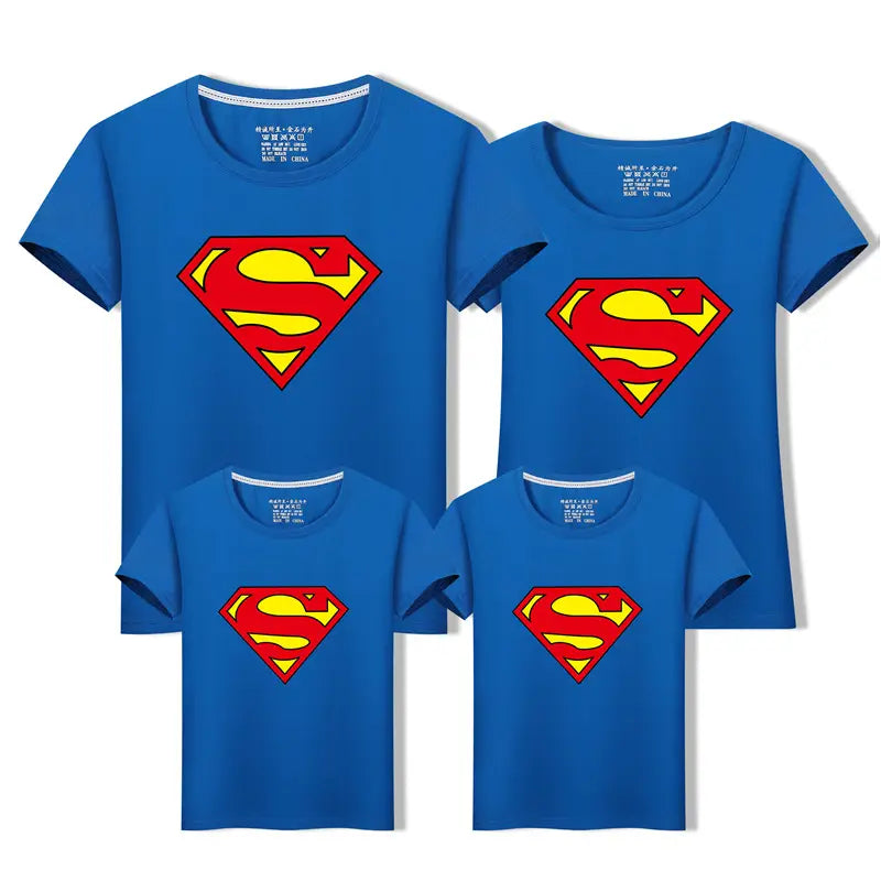 Superman Family T-Shirt Set Blue Short Sleeve Summer