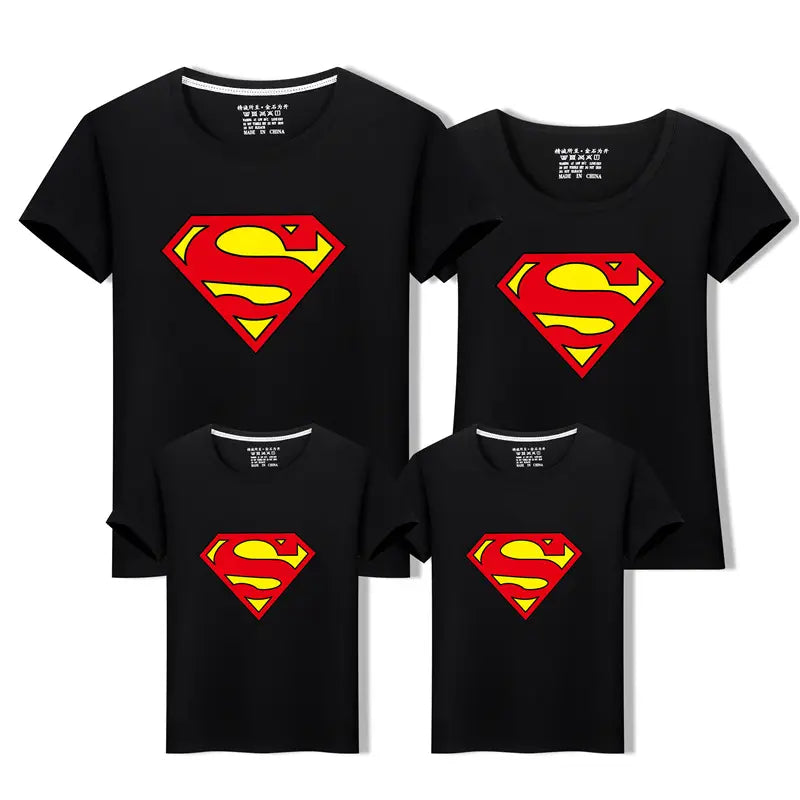 Superman Family T-Shirt Set Blue Short Sleeve Summer