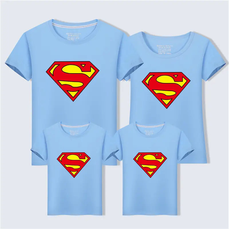 Superman Family T-Shirt Set Blue Short Sleeve Summer