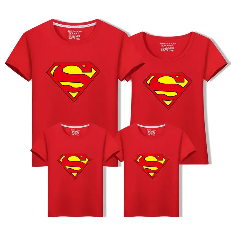 Superman Family T-Shirt Set Blue Short Sleeve Summer