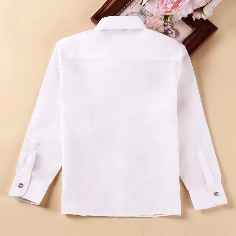 Children's White Performance Shirt for Boys Girls School Piano