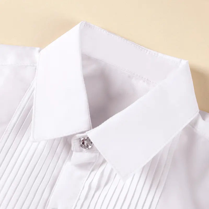 Children's White Performance Shirt for Boys Girls School Piano