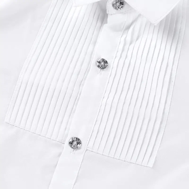 Children's White Performance Shirt for Boys Girls School Piano