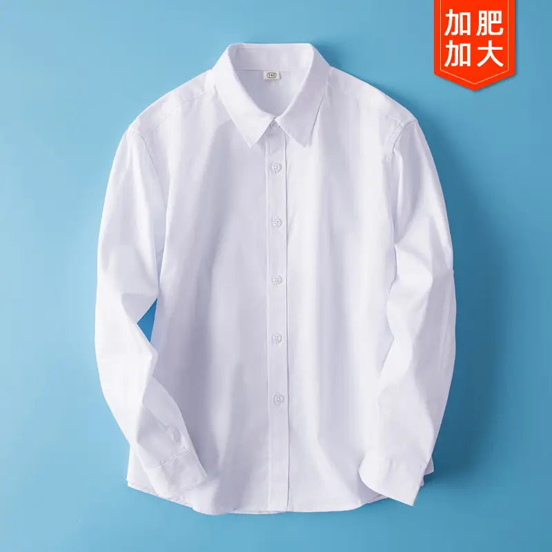 Boy's Loose White Cotton School Shirt 140cm