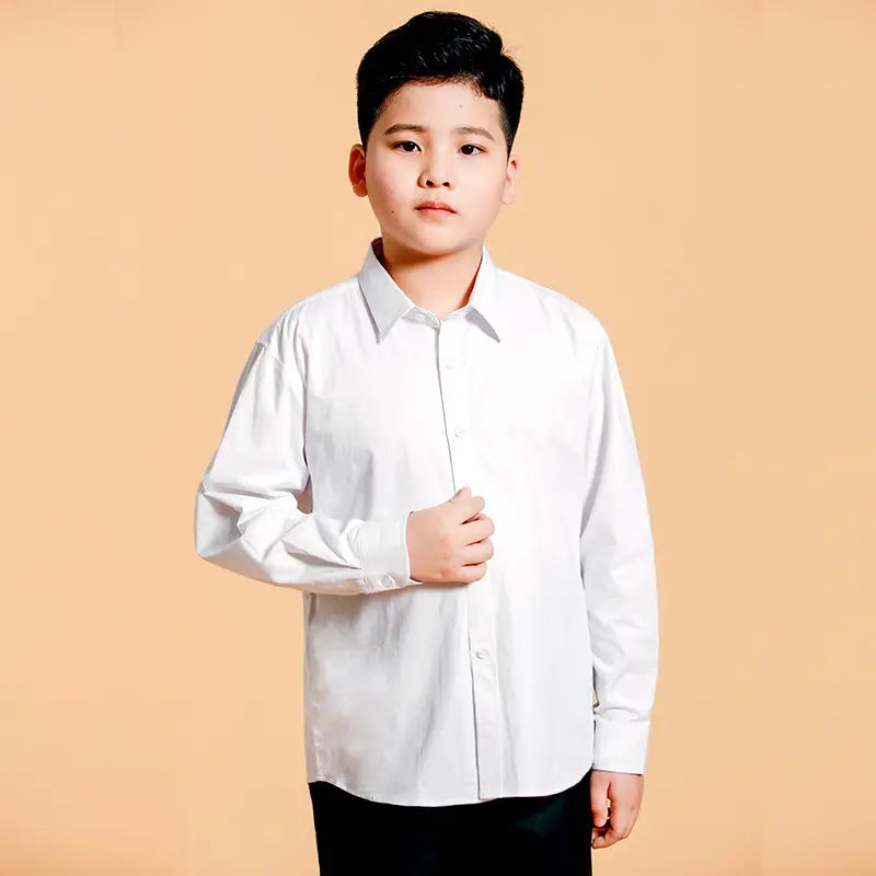 Boy's Loose White Cotton School Shirt 140cm