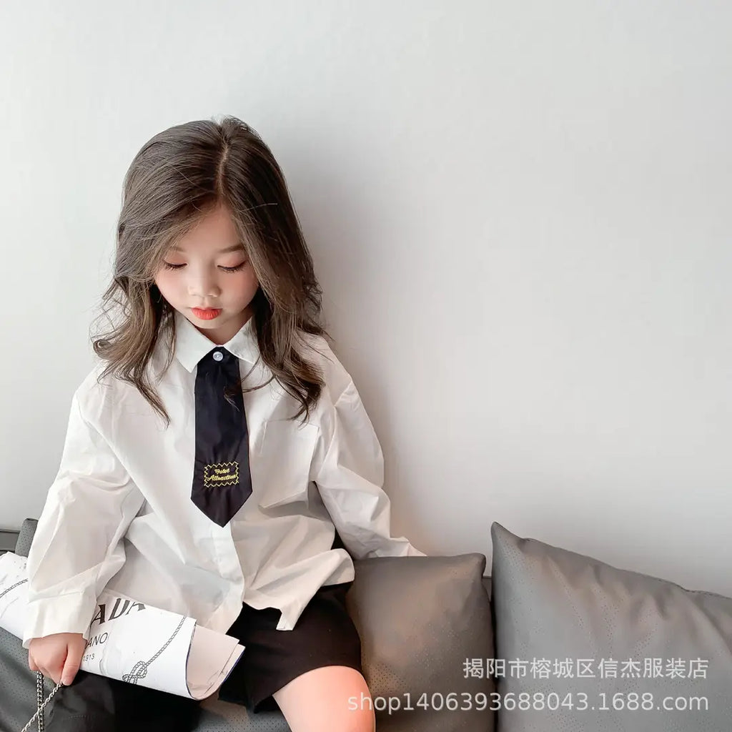 Kids White Long Sleeve School Shirt Premium Cotton Blend
