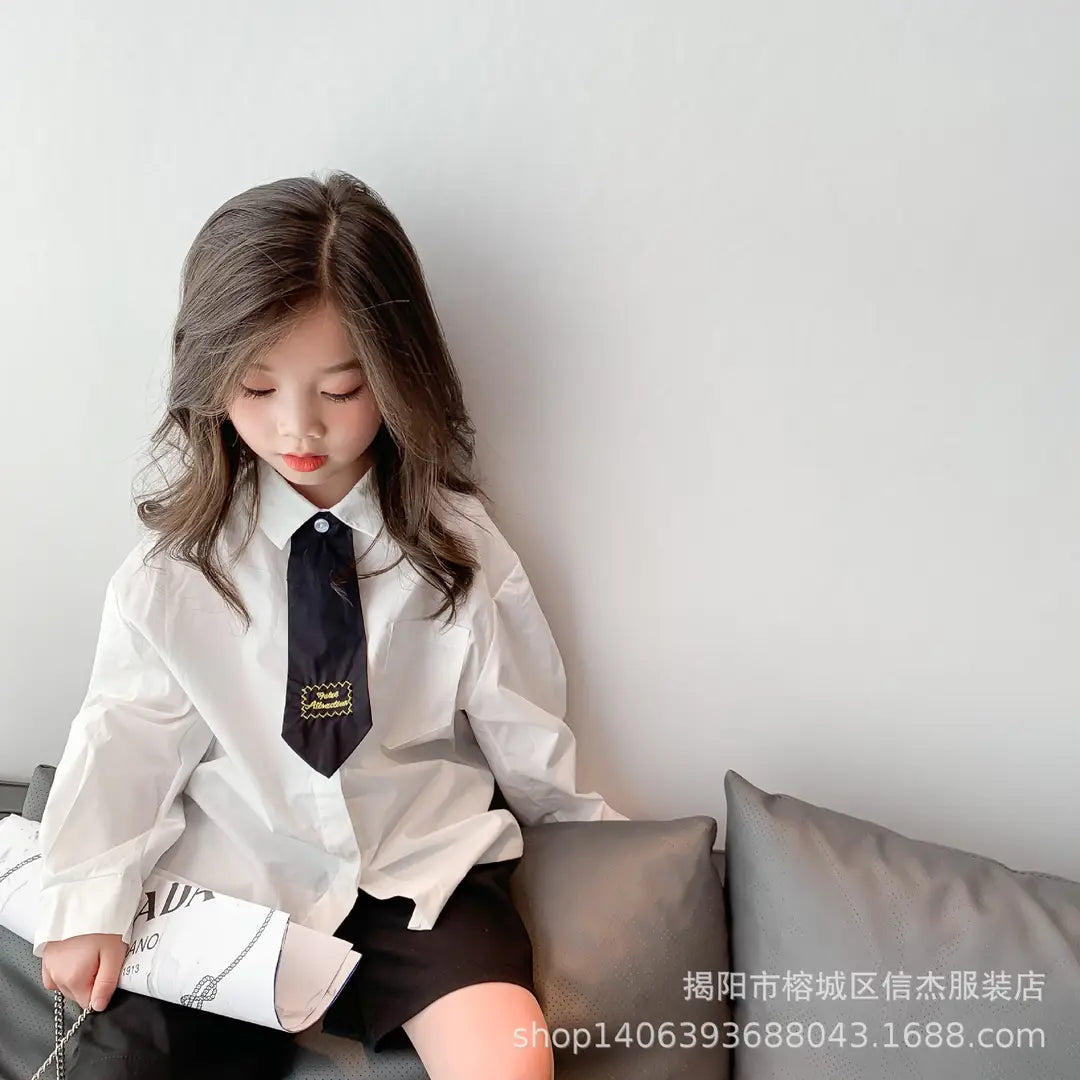Kids White Long Sleeve School Shirt Premium Cotton Blend