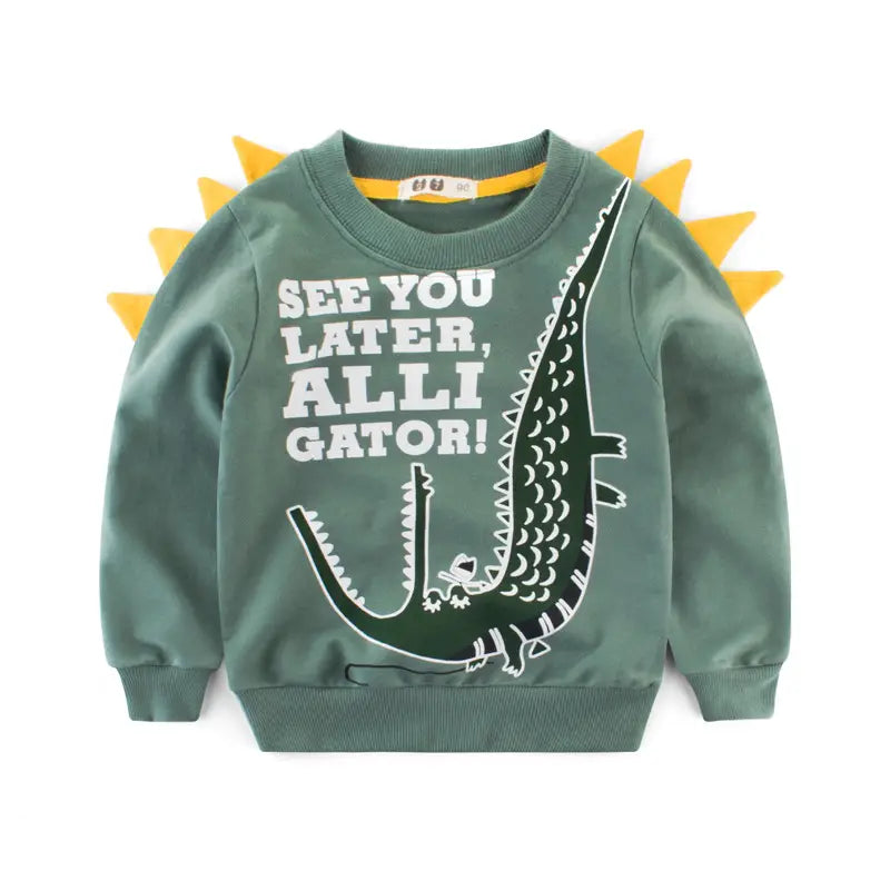 Baby Boy Green Crocodile Sweater 90cm Cotton Long Sleeve