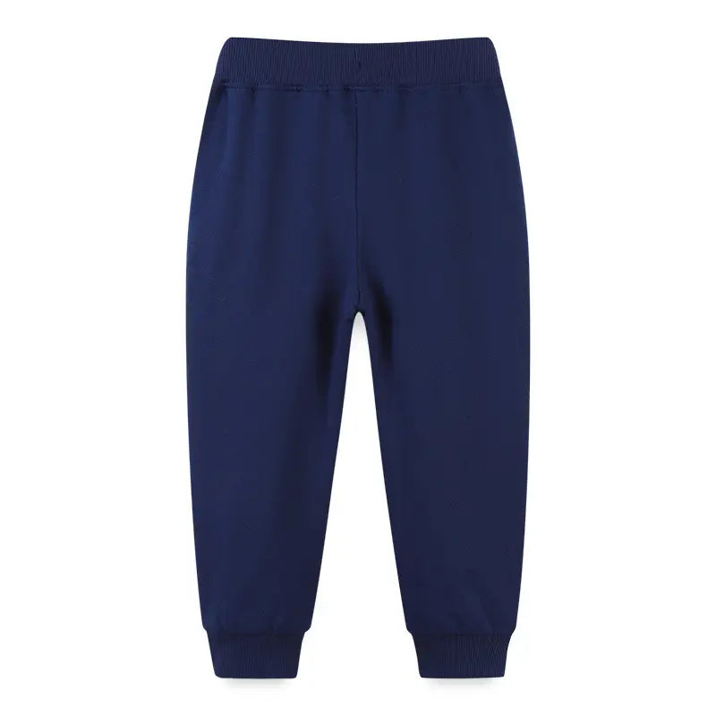 Boys Shark Print Joggers Navy Blue with Orange Drawstring