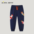 Kids Christmas Santa Pants Navy Blue Cotton Blend