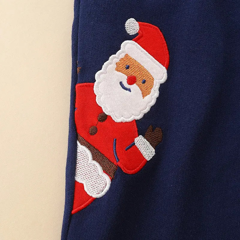 Kids Christmas Santa Pants Navy Blue Cotton Blend