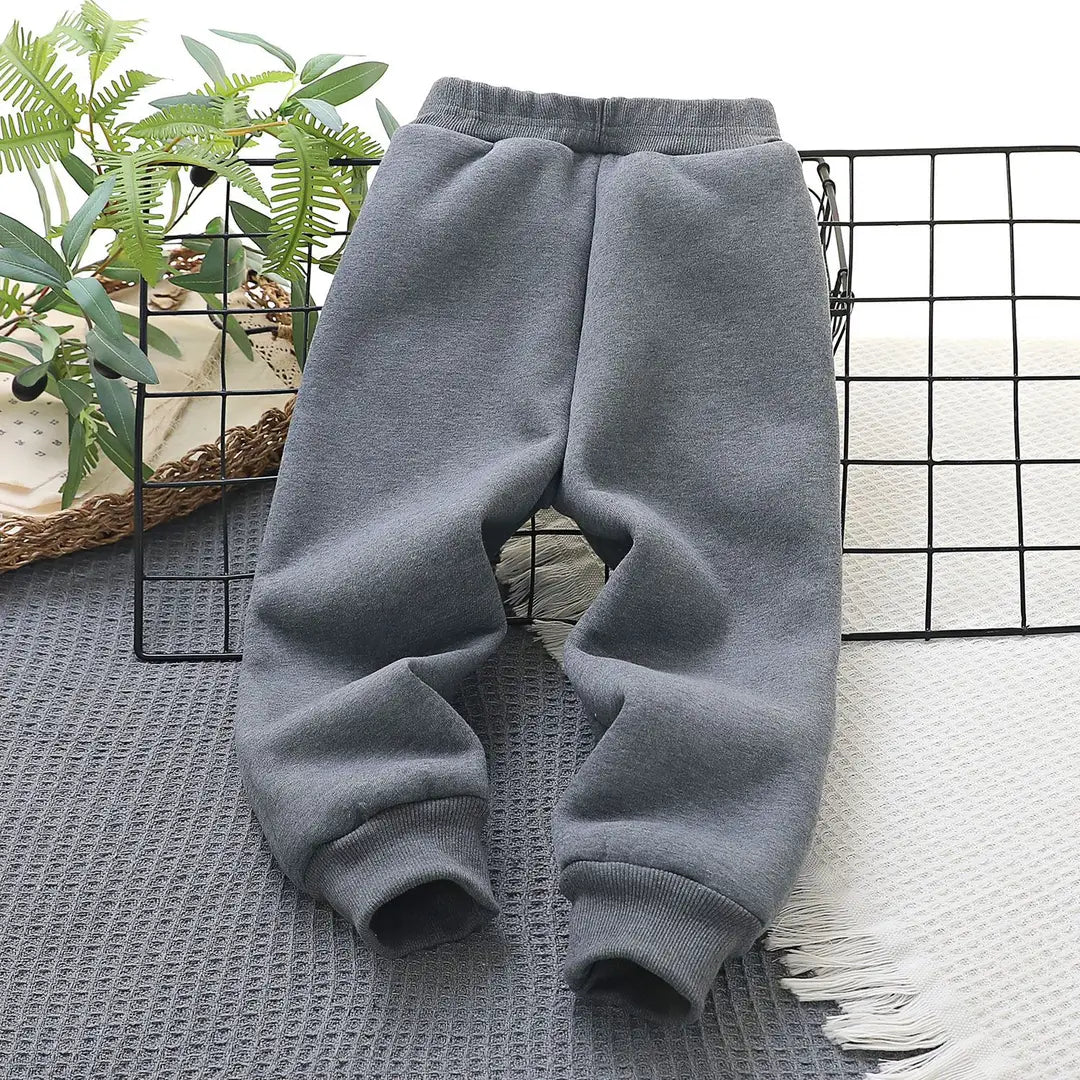 Kids Fleece Pants Navy Black Zipper Winter Warm