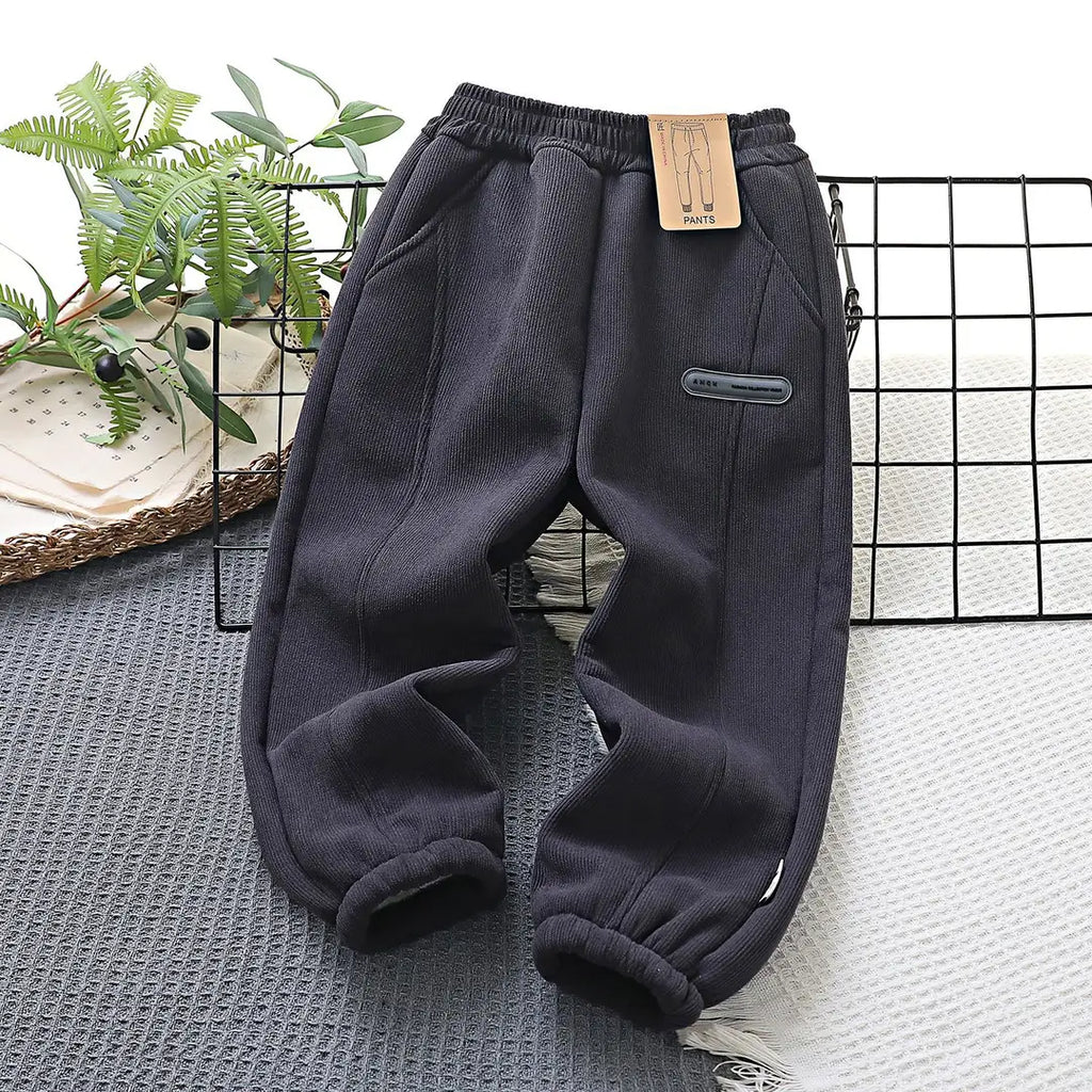 Kids Corduroy Cotton Pants Winter Warm Cozy Fit